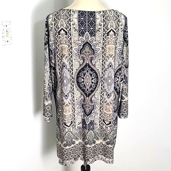Roz & Ali Black & Cream Patterned Jersey Tunic, Size XL - Picture 6 of 8